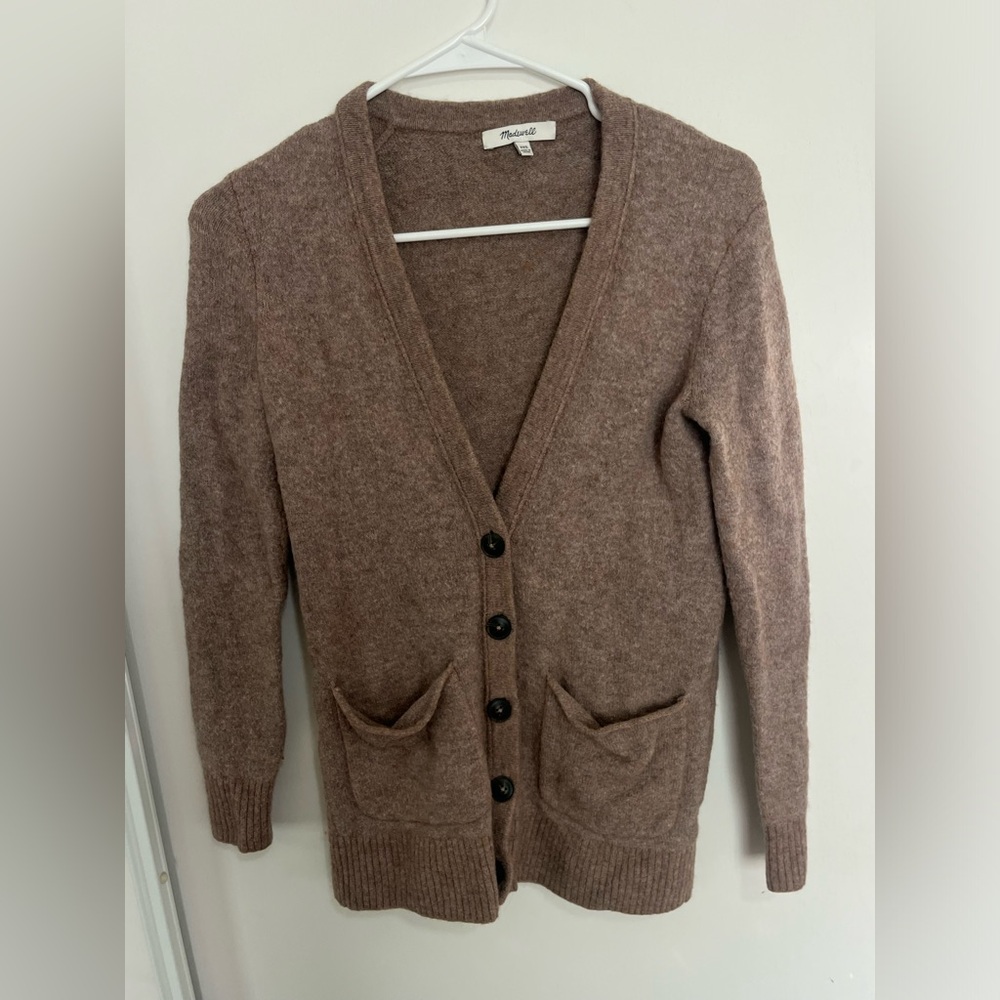 Madewell Womens XXS Beige Harlow V Neck Cardigan Sweater